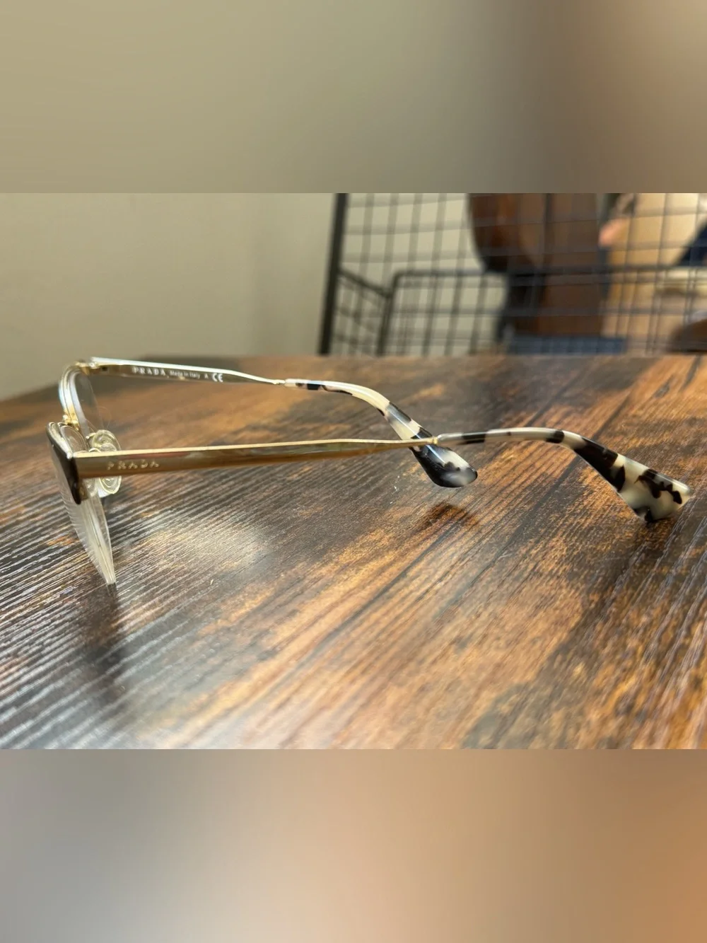 Prada Gold and Silver Metal Eyeglasses